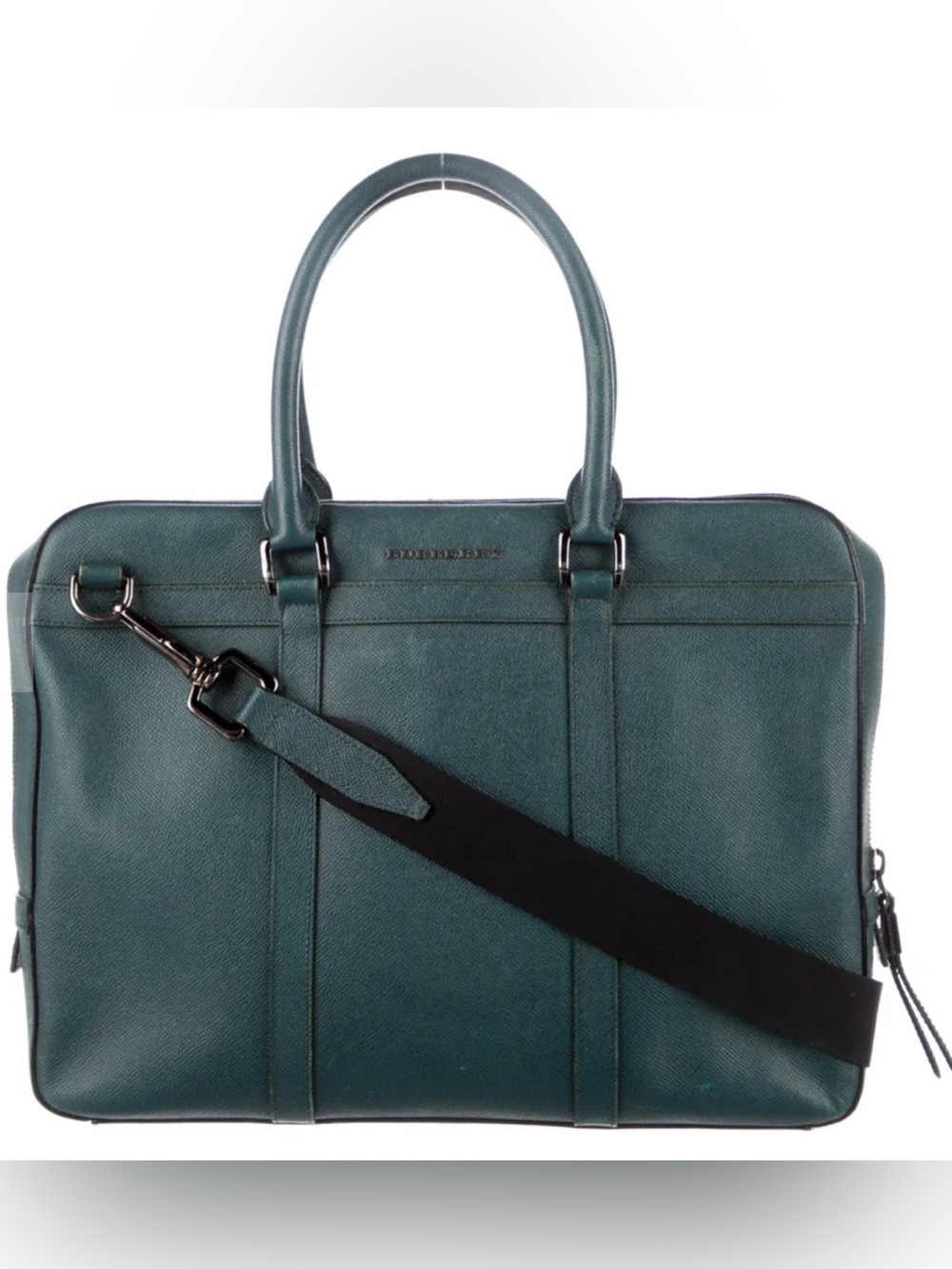 Burberry Newburg Green Leather Briefcase/Slim Professional Bag - Picture 4 of 6